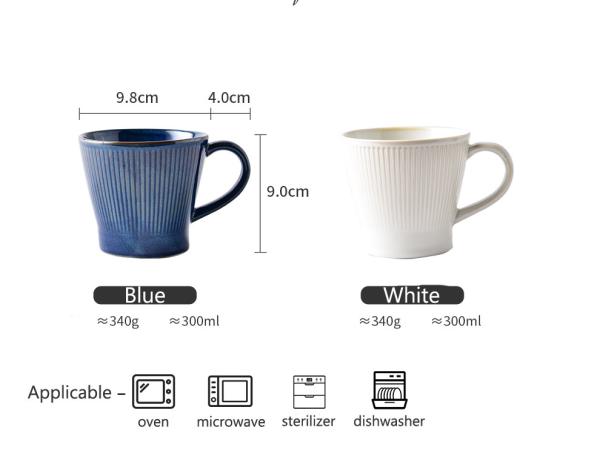 Taça Clássica do Pai Presente para o Dia dos Pais 2024 Taça de Cerâmica Taça de Porcelana Nórdica Taça de Porcelana Azul Escuro Taças em Forma de V Porcelana Branca