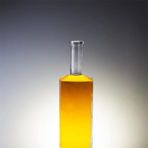 Glass Liquor Bottle 500ml 750ml Square Shape With Glass Collar Closure