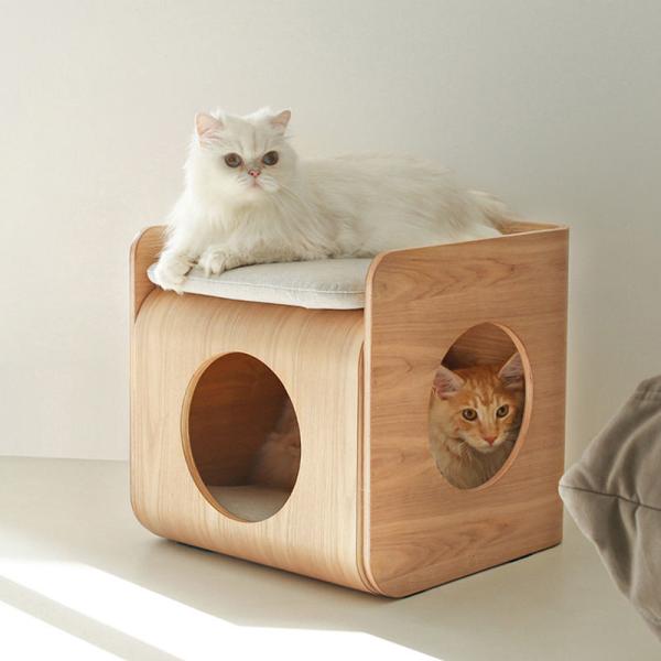 Mobília de madeira nórdica Cat Bed Box Stocked de madeira do animal de estimação 40*40*50cm