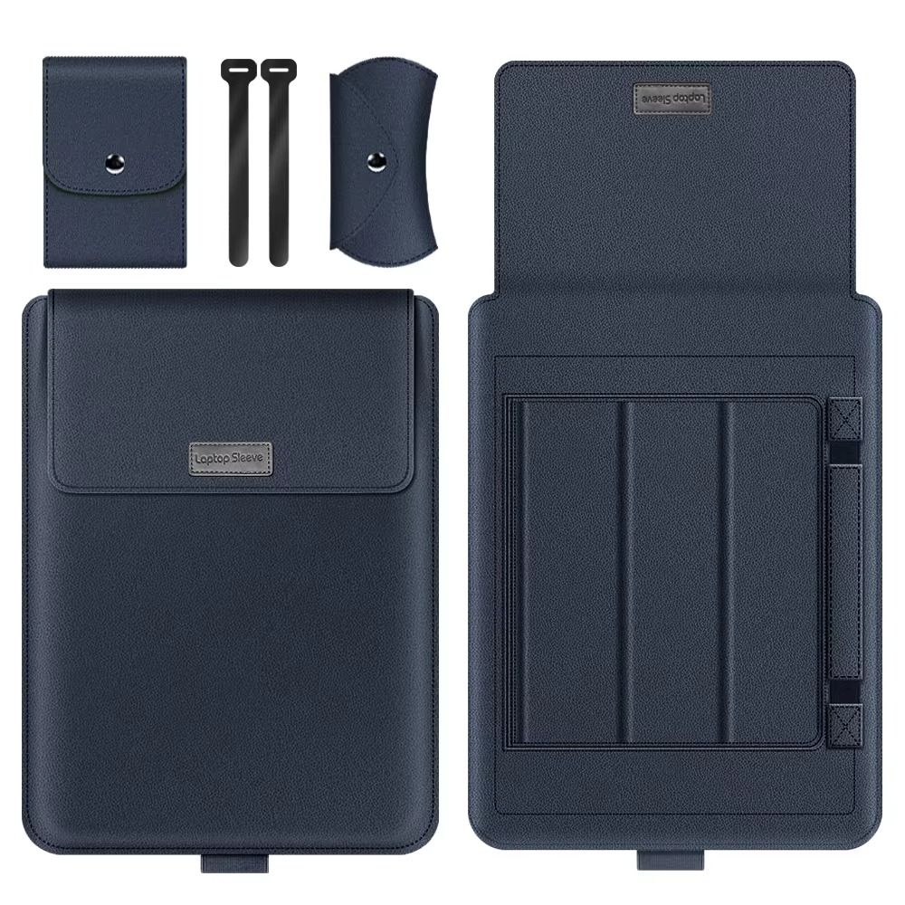 Laudtec Custom Logo 13inch Magnetic Folded Pu Leather Laptop Sleeve Multifunctional Stand Cover Portable Tablet Case Bag