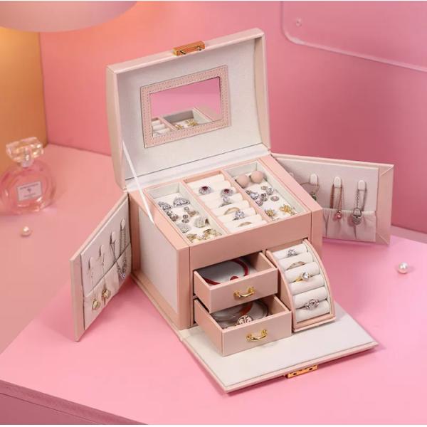 Ящика для хранения ювелирных изделий Flannelette шкатулка для драгоценностей серьги кожаного жиронепроницаемая