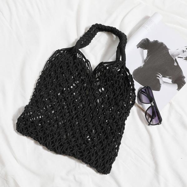 Polyester Lining Material 2024 Hand Crocheted Large Shopping Beach Tote Bag for Women