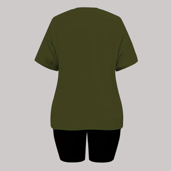 Solid Women Two Piece Outfits Short Machine Washable Casual Two Piece Set