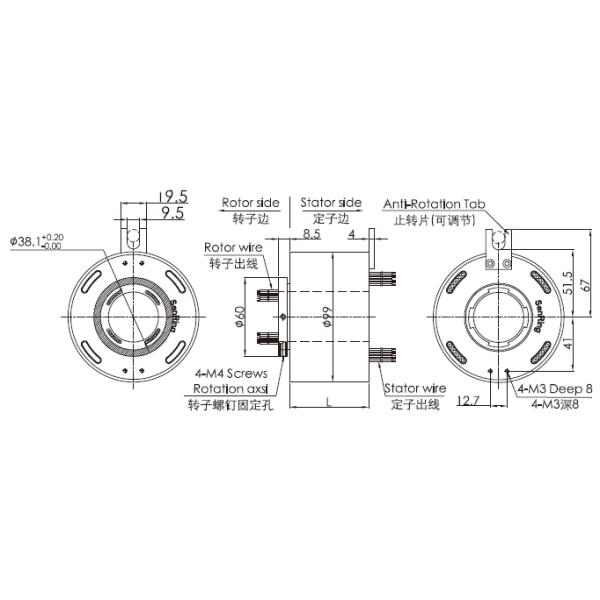 Senring ODM Electrical Rotary Connector Large Diameter Slip Ring For Gigabit Ethernet