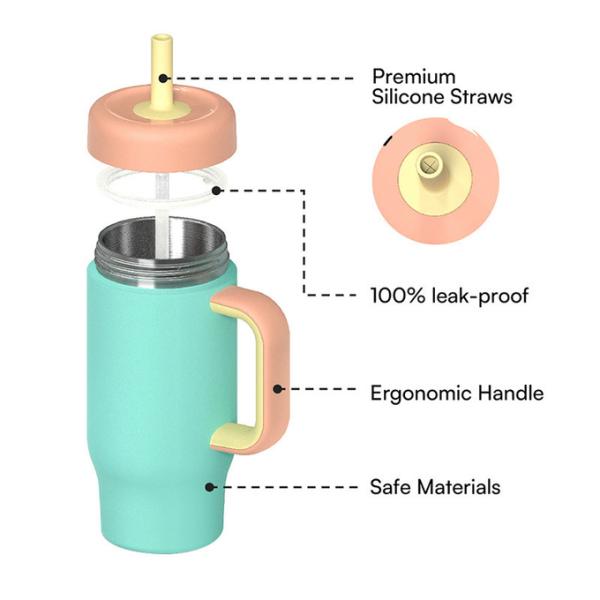 Botellas aisladas de acero inoxidable a granel 18-64 oz Vacuo con paja/manilla BPA-Free FDA aprobado