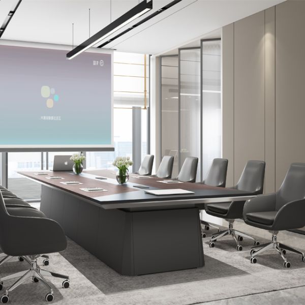 Mesa de conferencias moderna minimalista de madera maciza grande, mesa de