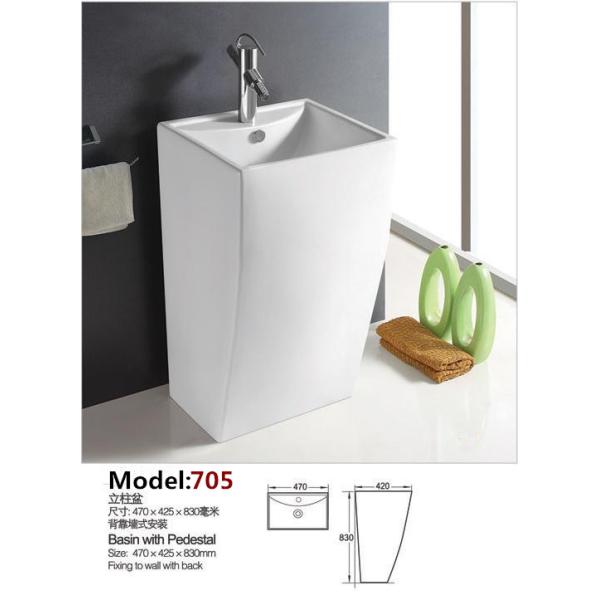 Fixing to Wall with Back Bathroom Sanitary Ware Ceramic Standing Pedestal Sinks Wash Basin