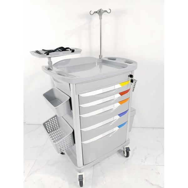 Chariot de réanimation d'urgence en plastique à 4 roues pour équipement de RCR Porteur de bouteille d'oxygène