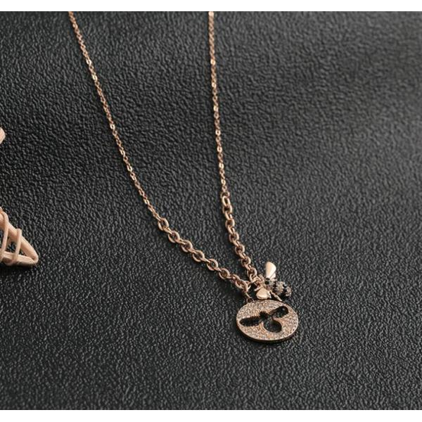 Swarwski Ccopy Bee Pendant Necklacae Stainless Steel Rose Gold Neckalce Bee Sharp Design Necklace