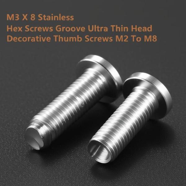 Tornillo hexagonal M3 x 8mm de acero inoxidable A2-50, cabeza ultraplana