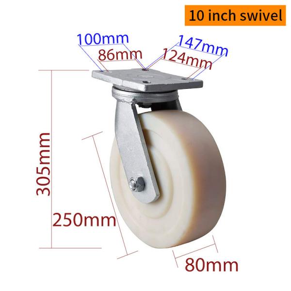 EDL 10 Inch Caster Wheel 1800kg Load Extra Heavy Duty Swivel Rigid Brake Type 9310-26
