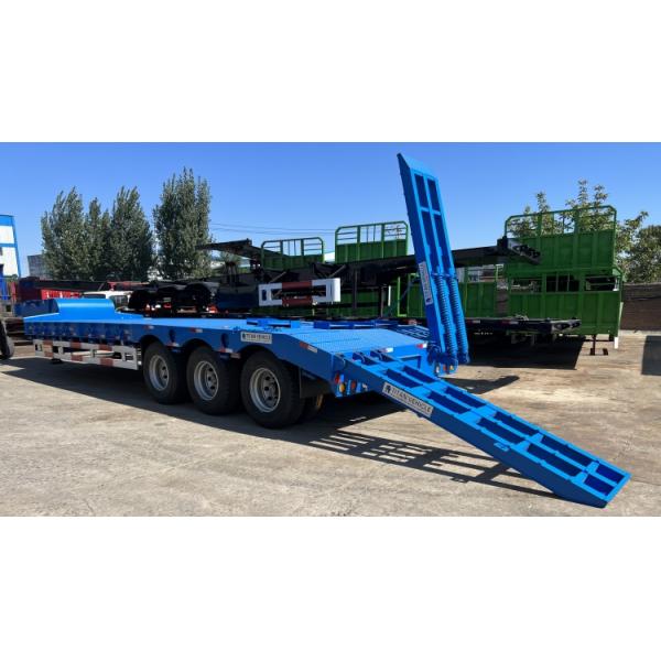 Tri Axle 60-80 Ton Low Bed Semi Trailer To Transport Heavy Equipment for Sale in Mauritius
