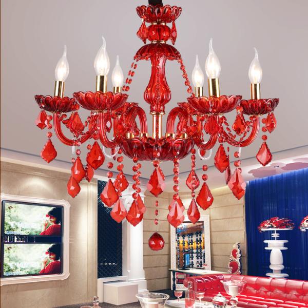 JYLIGHTING　Modern Crystal Drop Light K9 Crystal Pendant Lights For Weddings Ceiling Light Red For Wedding Lamp