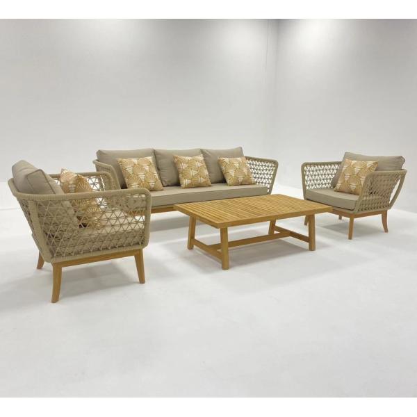 Mail Packing Outdoor Garden Furniture Set with Lounge Sofa and Rope Furniture