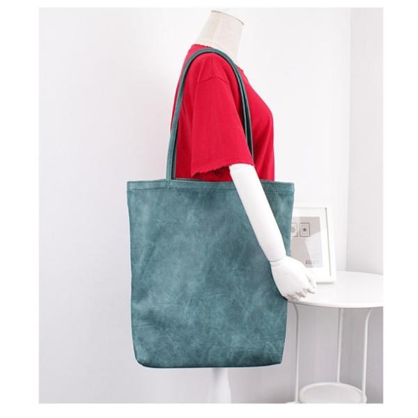 Korea retro minimalist literary fresh wild solid color PU shoulder bag shopping bag bag casual female picture