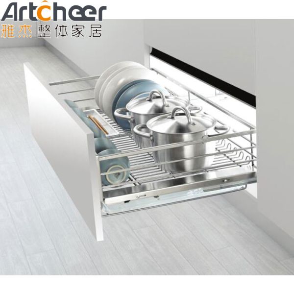 Stainless Steel 304# Kitchen Basket with Soft Close for Modern Cabinet Organizer