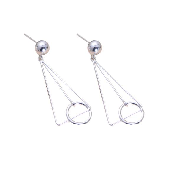 Women Korea Fashion Deometric Drawing 925 Sterling Silver Drop Dangle Earrings (058000)