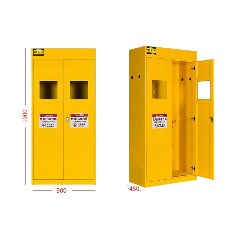 Yellow Flammable Gas Cylinder Storage Cabinet Explosion Proof Corrosion Proof Cylinder Safety Cabinet