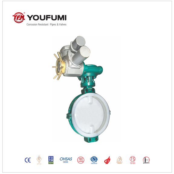 PFA Pneumatic Butterfly Valve For Refining , PN16 Butterfly Valve 8 inch 