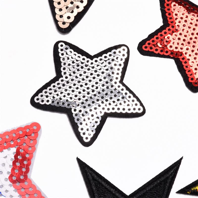 35PCS Computer Embroidered Label Sequin Cloth Paste Love Five-Star Patch Stage Clothing Bag Cap Accessories Embroidery Sticker