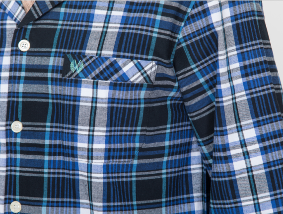 Classic Mens Luxury Sleepwear Woven Cotton Brushed Twill Reverse Collar Shirt