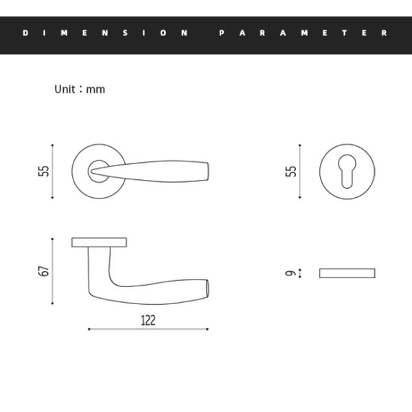 Black Lever Interior Door Handles Nordic Style for Living Room 122mm 67mm