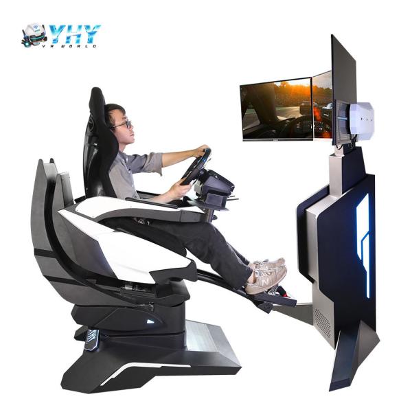 Virtual Reality Race Car Simulator Black 9D VR Three Screen Three Dof Race Driving 1100W