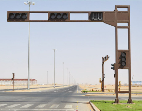 鋼鉄二重ポストの印の支援システムの交通信号ポーランド人