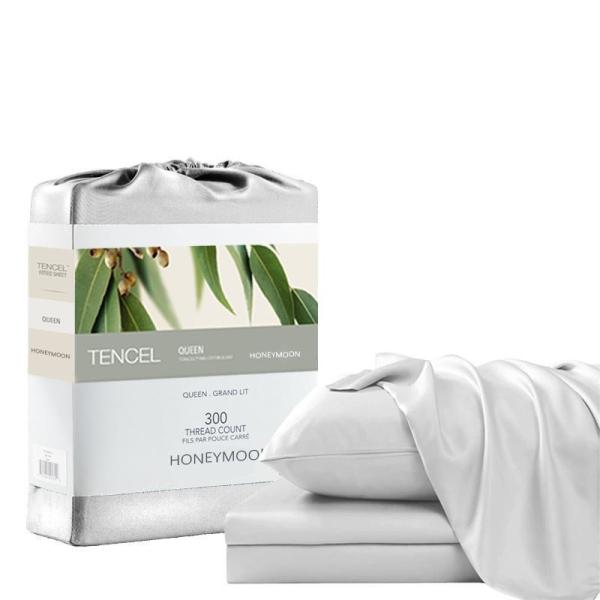 Set de hojas de algodón Lyocell 300T de color natural suavidad lujosa para su ropa de cama de la boda