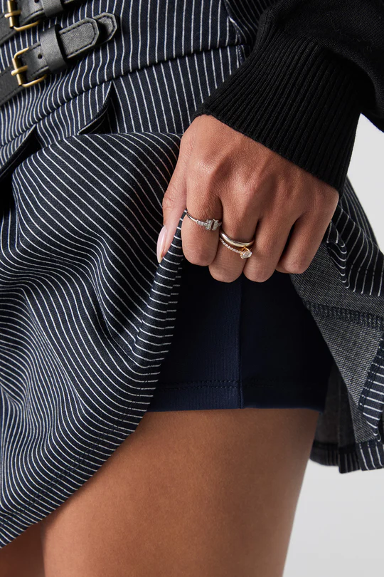Preppy Style High Waist Pleated Skirt with Buckle Detail
