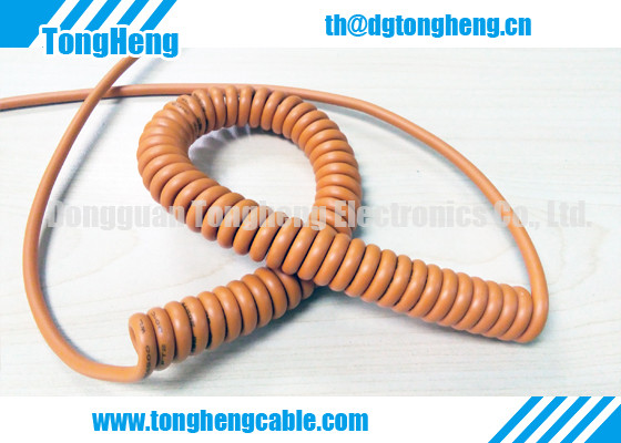 Orange Colour TPE Sheath Custom Spiral Retractable Cable with UL Approval Mark