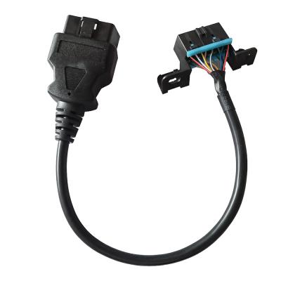 Length 30cm Black OBD II Connector Cable , 16 Pin Male To Female OBD Wire Harness