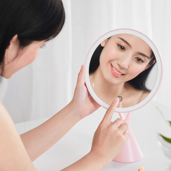 Desk Round DC5V 2A Travel Smart 5X Vanity Magnifying Makeup Mirror