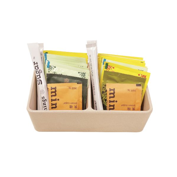 Rice Husk tea box: 2/3 compartment sachet holder, Eco-Conscious Choice for Hotels