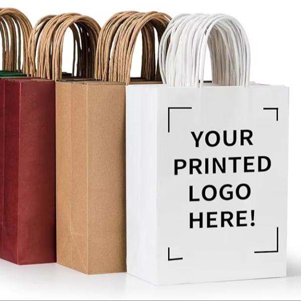 Biodegradable Takeaway Paper Bags Heavy Duty Retail Packaging