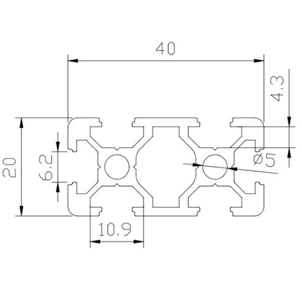 GB Standard 20 * 40 T Slot Aluminum Profile For Light Duty Structure
