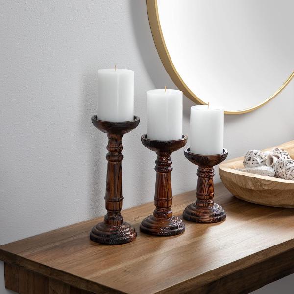 Home Decoration Handmade Wooden Candle Stand Set for Wedding Party Handcrafted Design