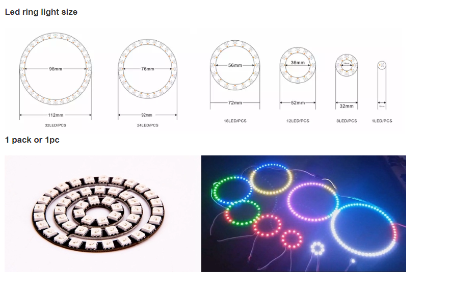 Свет WS2812B SK6812 DC5V 2.4W IP20 SMD5050 приведенный RGB
