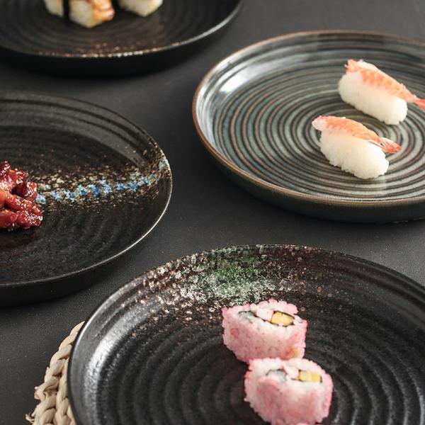 Screw Thread Black Porcelain Dinnerware Customized  Logo Printable