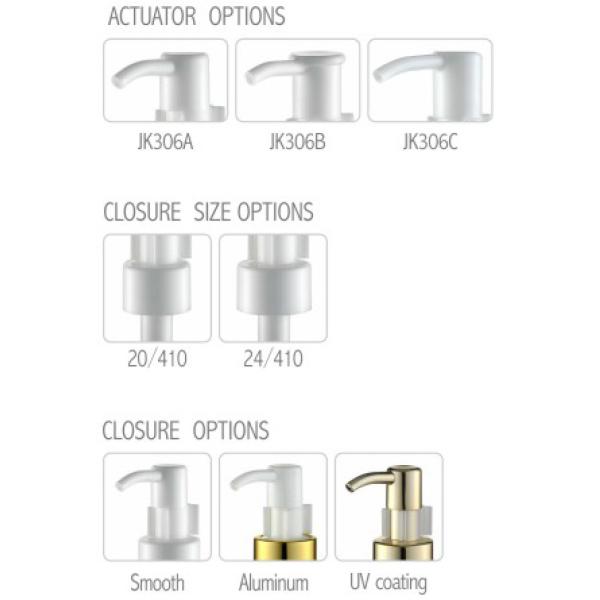 JL-JK306 Plastic and Aluminum Closure Oil Pump 20/410 24/410 Essential Oil Screw Dispenser Pump with Clip Cap