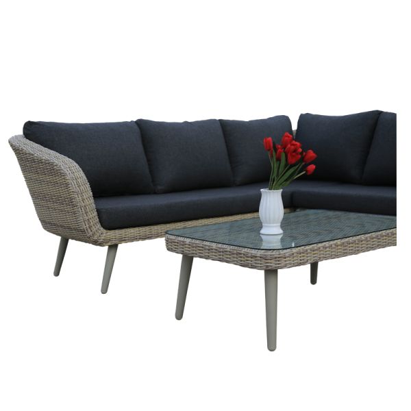 Leisure Factory Wicker Outdoor Garden Rattan L Shape Sofa Lounge Set for Patio and Balcony Use