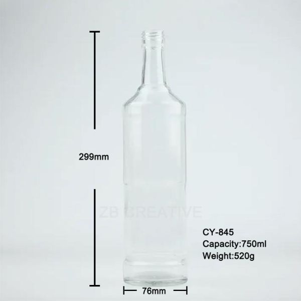 Whiskey Glass Bottles 750ml 520g Screw Cap Crystal White Spirits Container CY-845