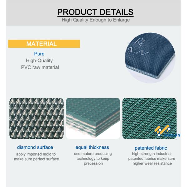 Diamond Surface 7mm Or 9mm PVC Conveyor Belt For Ceramics Polishing Machine