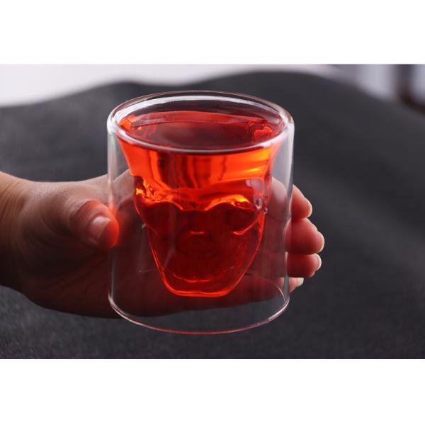 Кружки кофе двойного слоя стеклянные, виски черепа/водка/чашка стекла коктейля