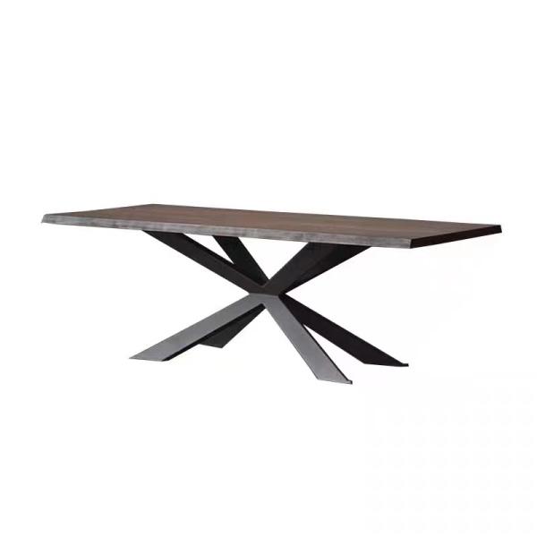 ContempoCross Wood Table With Stainless Steel Legs Functional Elegant