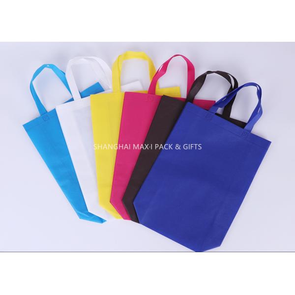 Grocery Promotional Non Woven Gift Bags Fabric Foldable Blue or Red Customize Printed