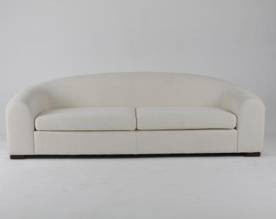 Luxury And Modern White Boucle Living Room Sofa With Wooden Legs