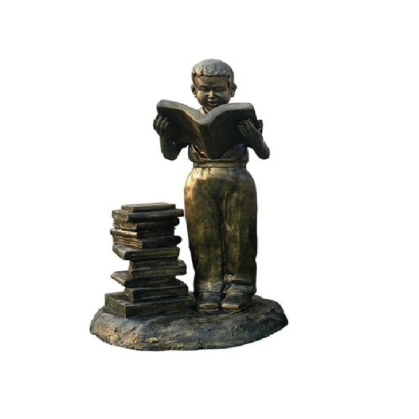 Bronze Statue Reading Book Decorative Metal Sculpture Reading Garden Statues