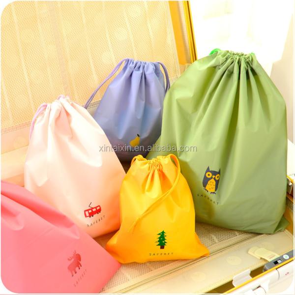 Soft Organic Cotton Drawstring Shoe Bags Small Foldable Cloth Canvas Cinch Backpack