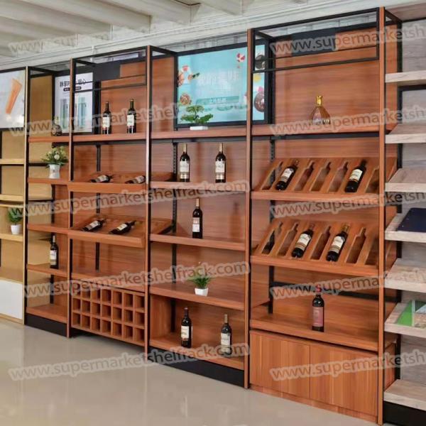 Wood Grain Supermarket Gondola Display Commercial 60kg / Layer